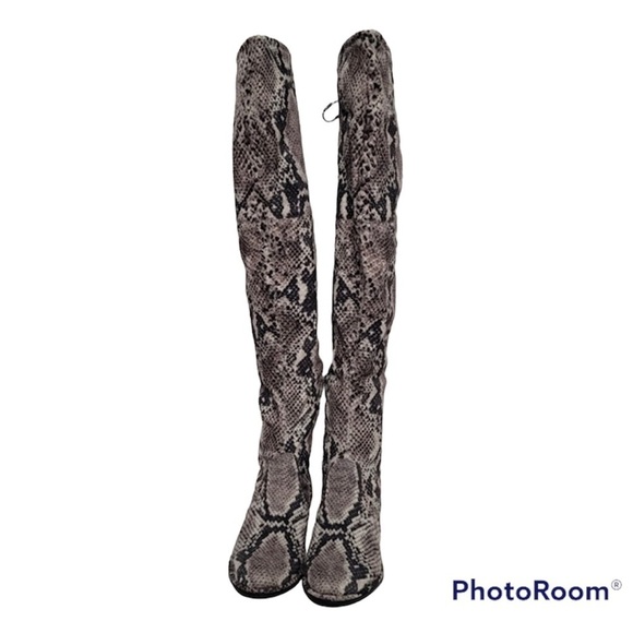 Marc Fisher Humor over the knee boot gray snake skin - Picture 2 of 7